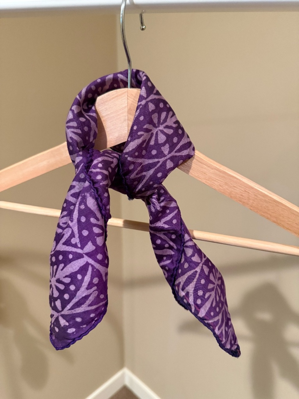 100% silk square vintage purple scarf